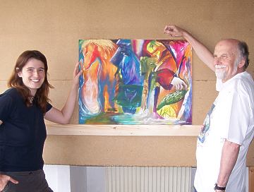 Ein gemeinsames Bild unserer Dozenten Andrea Walla und Helmut Toischer als Aktion bei der Kulturexpedition Ostallg&auml;u am 16.06.2007 in Leinau, ein echter "WaTo"