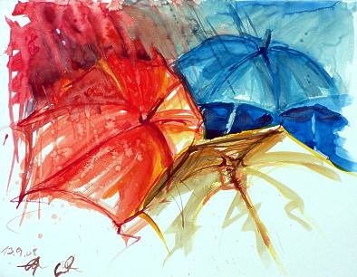 Regenschirme - schnelles Aquarell von Andrea Walla